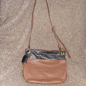 FOSSIL-Keely-Bucket Crossbody/Shoulder-Brown/Black Glitter Leather-Near Mint